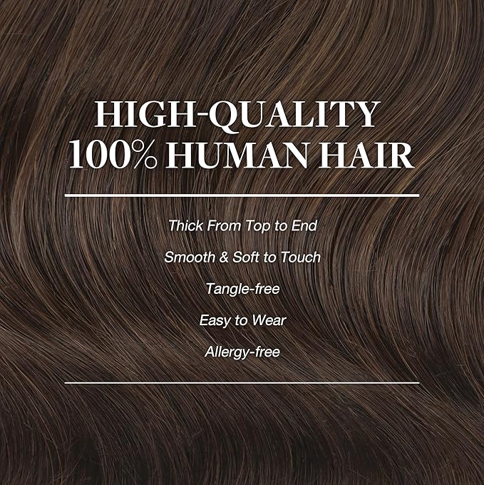 GOO GOO Clip in Hair Extensions Real Human Hair, Remy Human Hair Extensions Clip ins for Women, Natural Human Hair, 24inch 120g 7Pcs, 4A Chocolate Brown