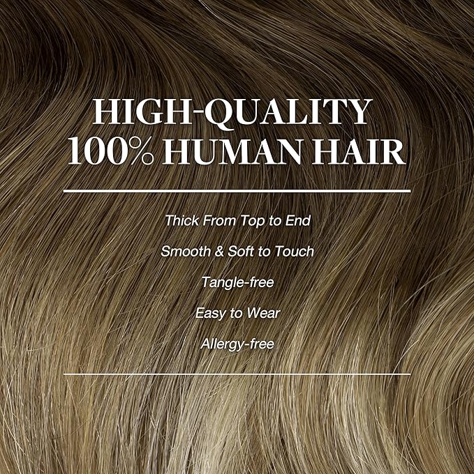 GOO GOO Clip in Hair Extensions Real Human Hair, Remy Human Hair Extensions Clip ins for Women, Natural Human Hair, 14inch 150g 9Pcs, 3/8/613 Balayage Walnut Brown to Ash Brown and Bleach Blonde