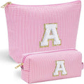YOOLIFE Christmas Gifts for Women Teens Girls - Stocking Stuffers for Teen Girls Initial Makeup Bag | Cosmetic Travel Toiletry Bag | 9 10 11 12 13 14 15 Years Old | Teen Girl Gifts Trendy Stuff Pink A