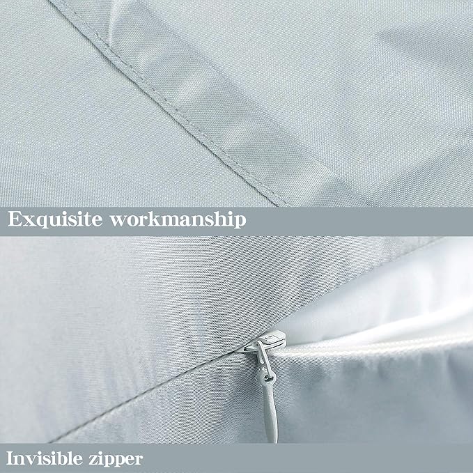NTBAY Zippered Satin Pillow Cases for Hair and Skin, Luxury King Hidden Zipper Pillowcases Set of 2, 20x36 Inches, Grey
