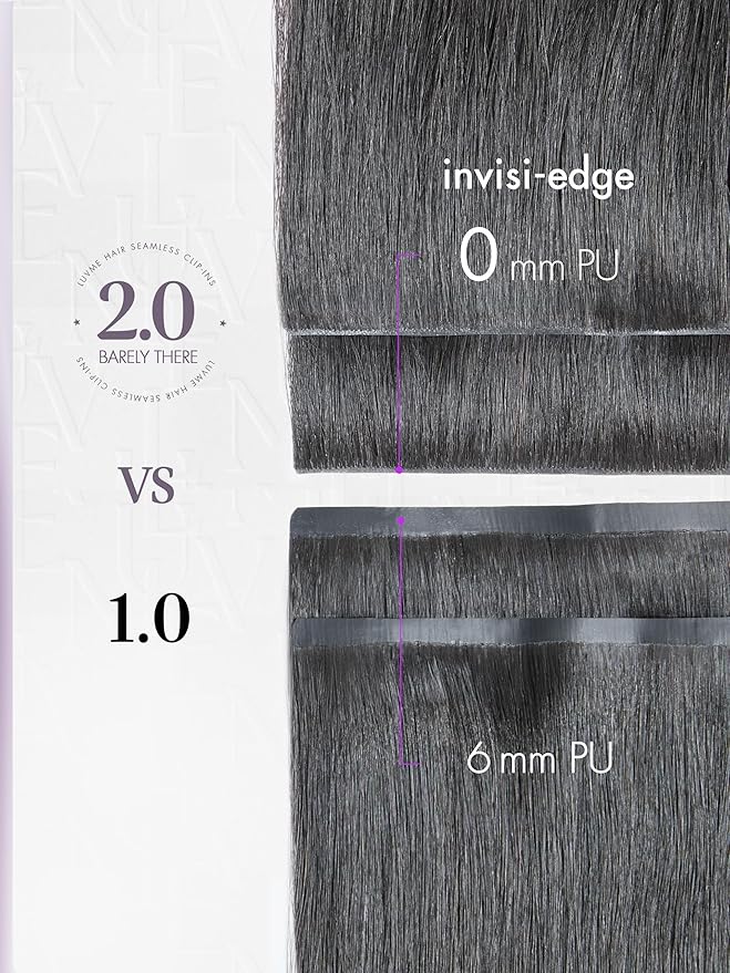 LUVME Invisible Clip in Hair Extensions Real Human Hair, 20 inch 110g 6Pcs, Natural Black Remy Human Hair Extensions Clip ins for Women, Natural Human Hair