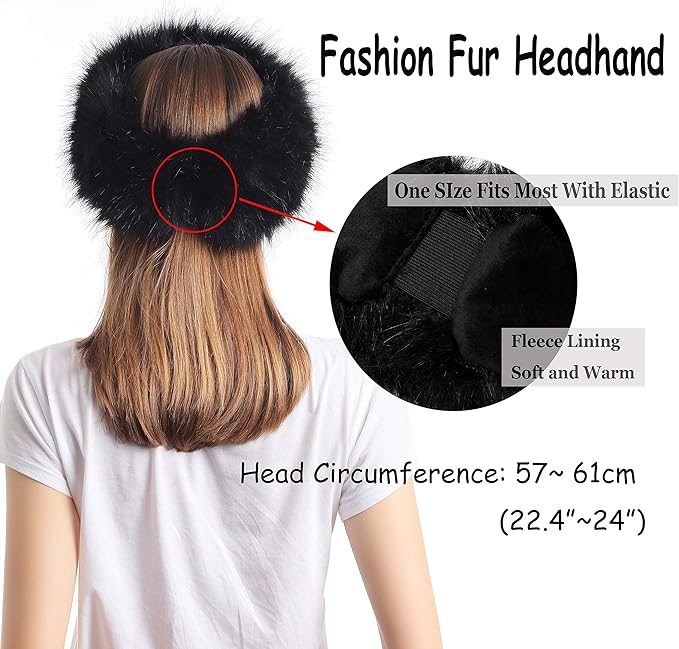 sy soul young Faux Fur Headband with Elastic for Women's Winter Earwarmer Earmuff