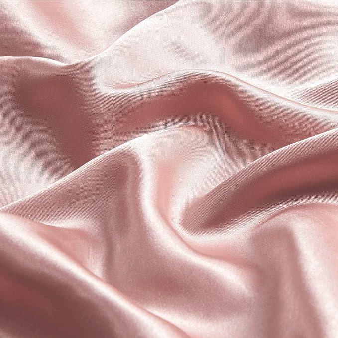 BEDELITE Satin Body Pillow Cover 2 Pack, Super Soft and Cooling Body Pillow Pillowcase for Hair and Skin, Breathable Silky Full Long Pillowcase Cover(20"x54", Rose Pink)