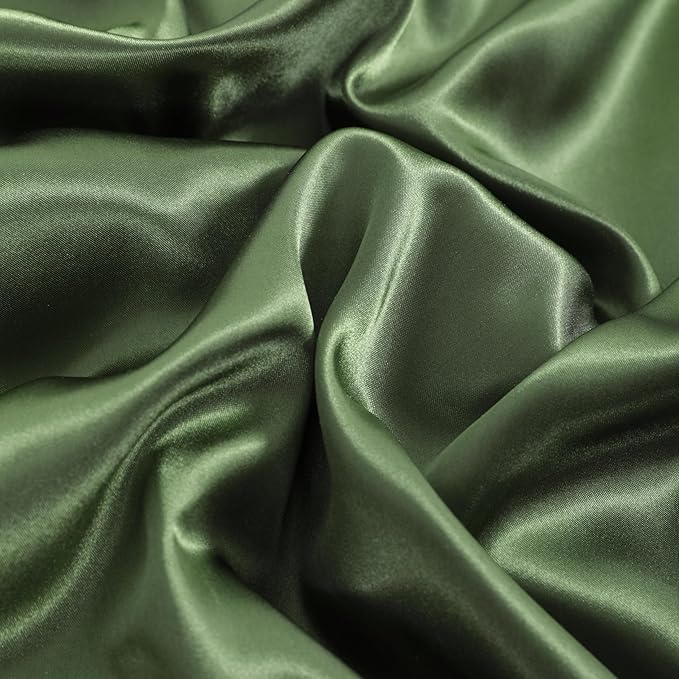 NTBAY 2 Pack Satin Standard Pillowcases for Hair and Skin, Luxurious and Silky Pillow Cases with Envelope Closure, 20x26 Inches, Olive Green