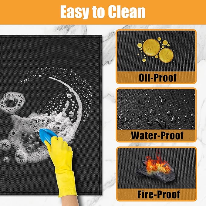 Extra Large Heat Resistant Mat for Countertop, 16 x 78in Fireproof Silicone Mats for Kitchen Counter, Easy to Clean Countertop Protector Mat for Air Fryer, Coffee Maker, Toaster, Oven, Black