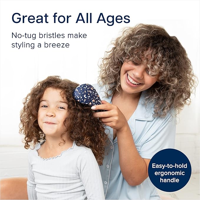 Crave Naturals Glide Thru Hair Brush - Detangler Brush for Curly, Straight, Wet or Dry Hair - Gentle Detangling Brushes for Adults, Kids, Toddlers - Hair Accessories for Women, 7.5"x3" - Terazzo