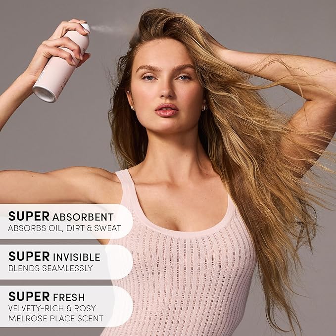 OUAI Super Travel Size Dry Shampoo - Volumizing Dry Shampoo - Absorbs Oil, Dirt & Sweat - Blends Seamlessly into Hair with Zero Residue & Enriched with a Long-Lasting Scent - Melrose Place (2 oz)
