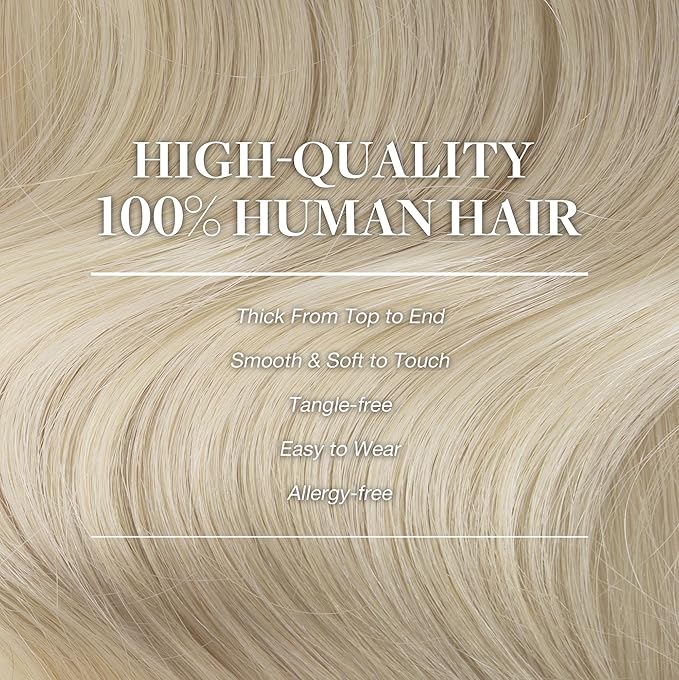 GOO GOO Clip in Hair Extensions Real Human Hair, Remy Human Hair Extensions Clip ins for Women, Natural Human Hair, 20inch 120g 7Pcs, 60A Platinum Blonde