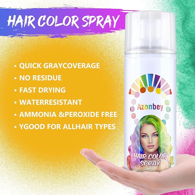 Halloween Hair Spray,Temporary Hair Color Spray for Women Kids Men,Washable Hairspray,Colored Hair Spray,Color Hairspray for Halloween,Party,Cosplay,Christmas Day (#Gold)