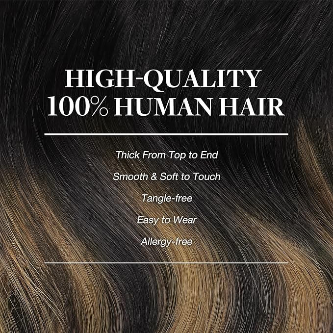 GOO GOO Clip in Hair Extensions Real Human Hair, Remy Human Hair Extensions Clip ins for Women, Natural Human Hair, 14inch 150g 9Pcs, 1B/6/1B Balayage Natural Black to Chestnut Brown