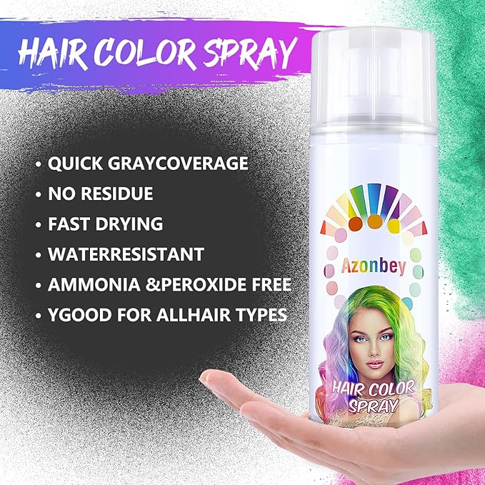 Halloween Hair Spray,Temporary Hair Color Spray for Women Kids Men,Washable Hairspray,Colored Hair Spray,Color Hairspray for Halloween,Party,Cosplay,Christmas Day (Black)