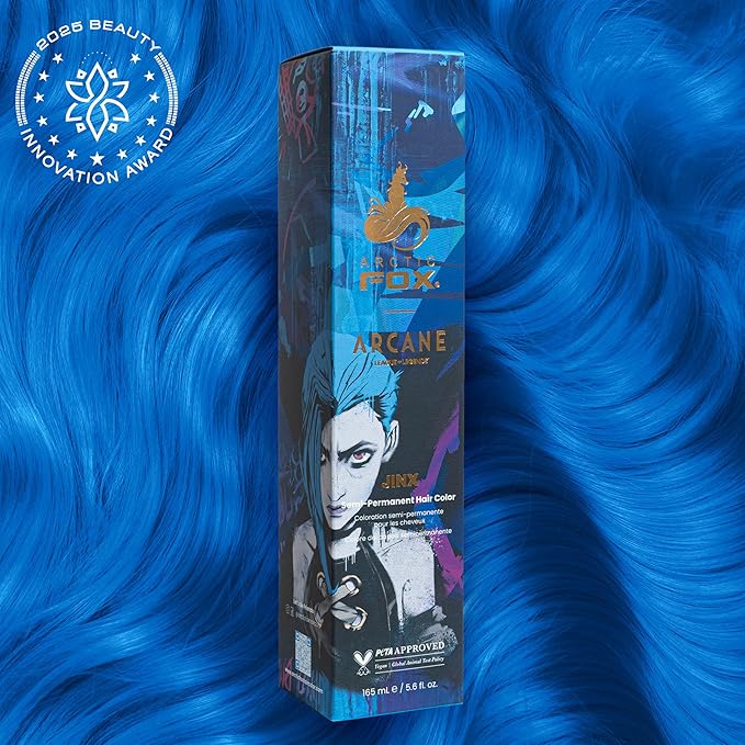 Arctic Fox x Arcane League of Legends Semi Permanent Hair Dye, Vegan & Cruelty Free, Vibrant Blue Color, Conditioning Formula, Ammonia Free, For All Hair Types, Jinx, 5.6 oz