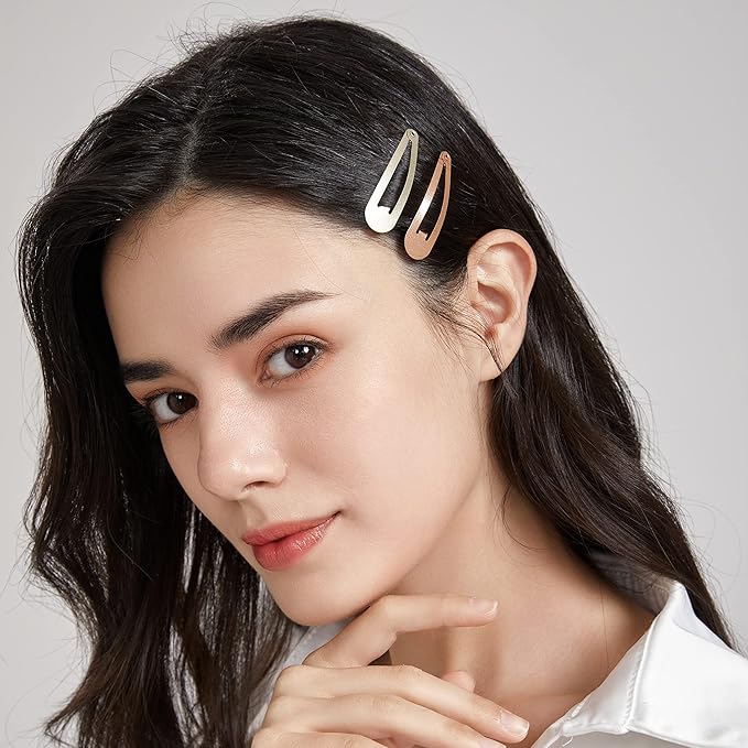 Dofash 12PCS Snap Hair Clips For Women-Non Slip & Metal Hair Barrettes, 5cm 2'' Small Clips For Thin & Fine Hair,Silver