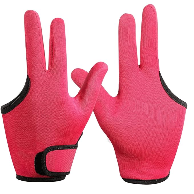 Geyoga 2 Pcs Heat Resistant Gloves for Hair Styling 3 Finger Barber Gloves Reusable Curling Wand Heat Protector for Hair Dye(Rose Red)