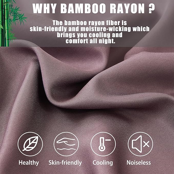 Pillow Cases Standard Size 2 Pack, Bamboo Rayon Cooling Pillowcases with Envelope Closure, Cool Breathable Pillow Case for Hot Sleepers & Night Sweats, 20x26 inches, Greish Purple