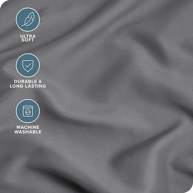 Bare Home Microfiber Pillow Cases - Standard/Queen Size Set of 2 Cooling Pillowcases Double Brushed Grey Pack Easy Care (Standard Pillowcase 2, Grey)