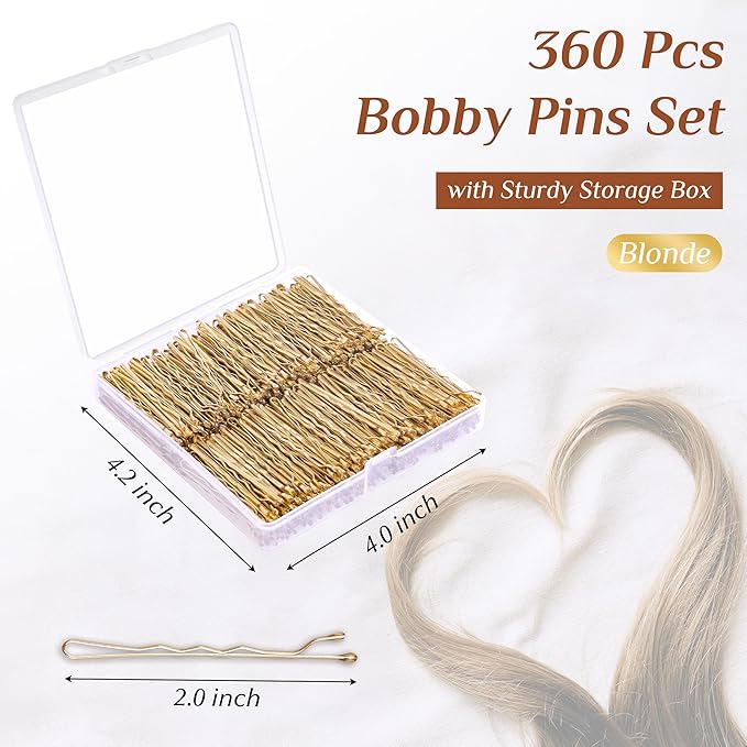Bobby Pins - Blonde Hair, 360 Pcs, 2 Inch, Secure Hold, Kids to Women