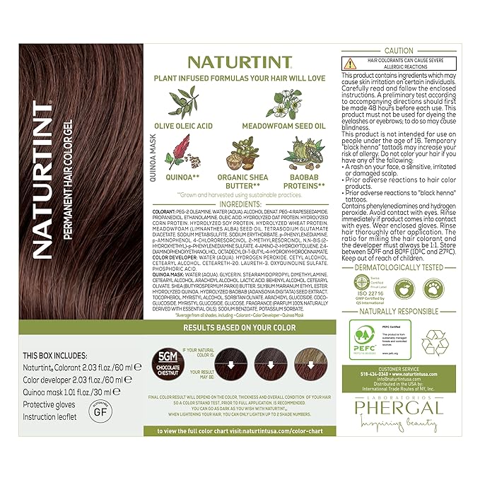 Naturtint 5GM Chocolate Chestnut Permanent Hair Color (Pack of 1), Ammonia Free, Vegan, Cruelty Free, up to 100% Gray Coverage, Long Lasting Results (Packaging may vary)