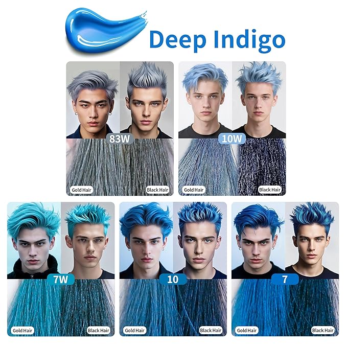Temporary Hair Color Wax for Men - SUPIYA Washable Hair Wax Color, All-Day Hold Disposable Hair Wax for Party, Cosplay & Daily (Marine Color #7)