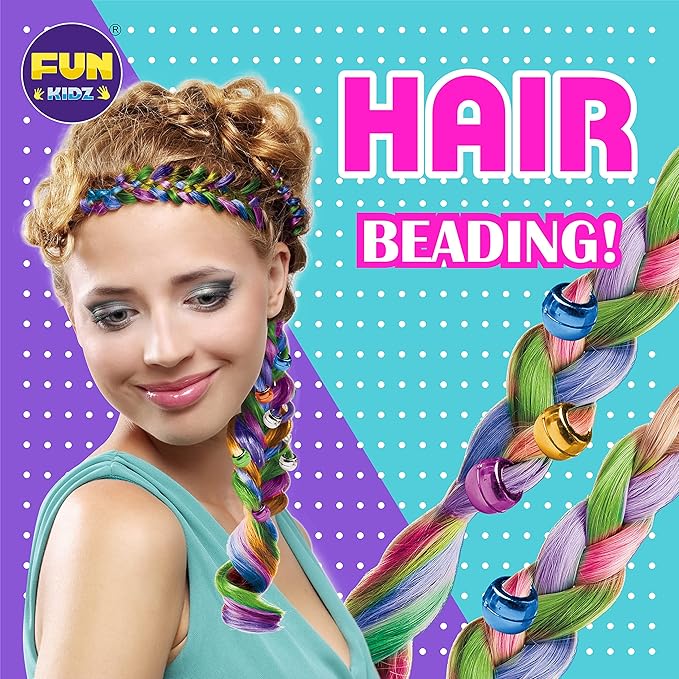 Hair Braiding Kit for Girls 8-12, FunKidz Handheld Hair Temporary Coloring Clamp with Hair Chalk for Kids Washable Hair Makeup Kit