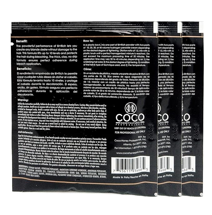Hair Bleaching Powder for Dark Hair Lightening Blonde Hair Salon Quality Safe at Home (Charcoal 1.05 oz (pack of 3))