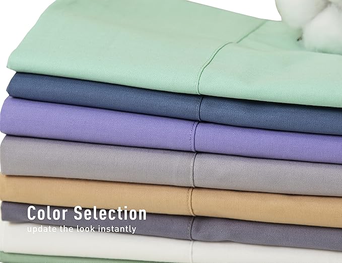 Sunflower King Pillowcases Set of 2, 100% Cotton King Pillow Cases 2, 20×40 inches Zephyr Green, Soft and Breathable