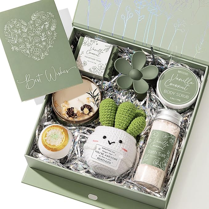 Spa Gifts for Women Bath Gift Set, Vanilla Coconut Relaxing Spa Gift Baskets Home Bath Set Self Care Kit Care Package Thank You Christmas Birthday Gifts for Women Mom Her Friends Sister Teen Girl Wife