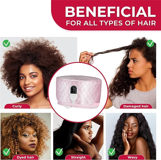 Thermal Steamer Cap for Great Deep Conditioning With 10-level Heat for Natural Black Hair