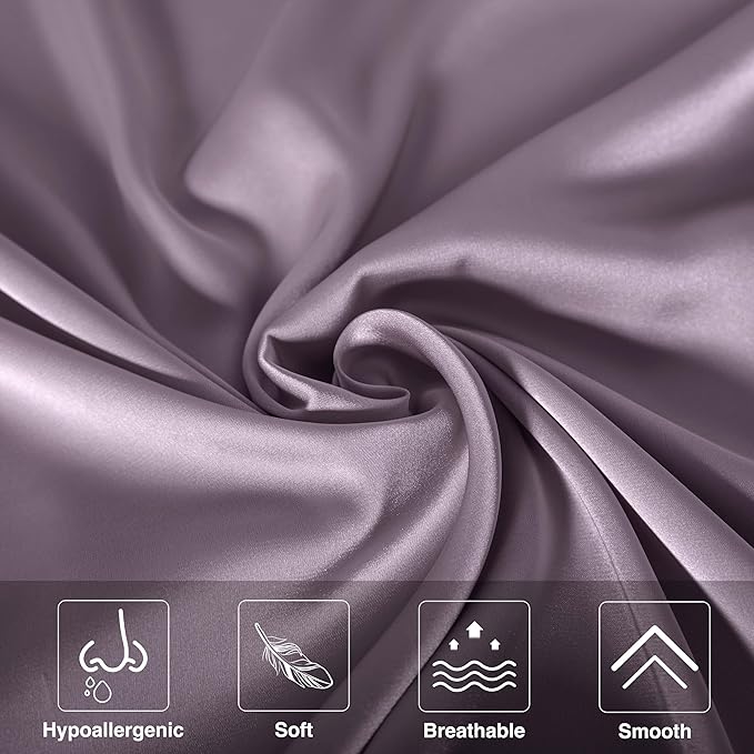 Mulberry Silk Pillowcase for Hair and Skin,Cooling Silk Pillow Case with Hidden Zipper,Allergen Proof Dual Sides Soft Breathable Smooth Silk Pillow Cover for Women (Pink Purple,Body)