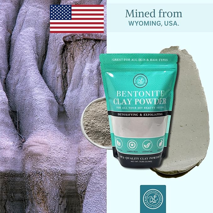 Bare Essentials Living - Bentonite Clay Powder (5lbs) Face Clay Mask, Bentonite Clay Detox for Skin, Clay Powder for Seed Bombs, Detox Bath, Cosmetic Clay Powder, Sodium Bentonite Clay - Made in USA
