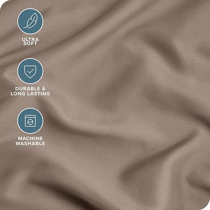 Bare Home Microfiber Body Pillow Cover with Envelope Closure Taupe