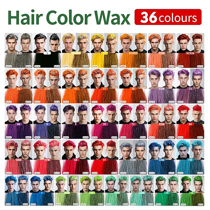 Temporary Hair Color Wax for Men - SUPIYA Washable Hair Wax Color, All-Day Hold Disposable Hair Wax for Party, Cosplay & Daily (Pumpkin Color #45)