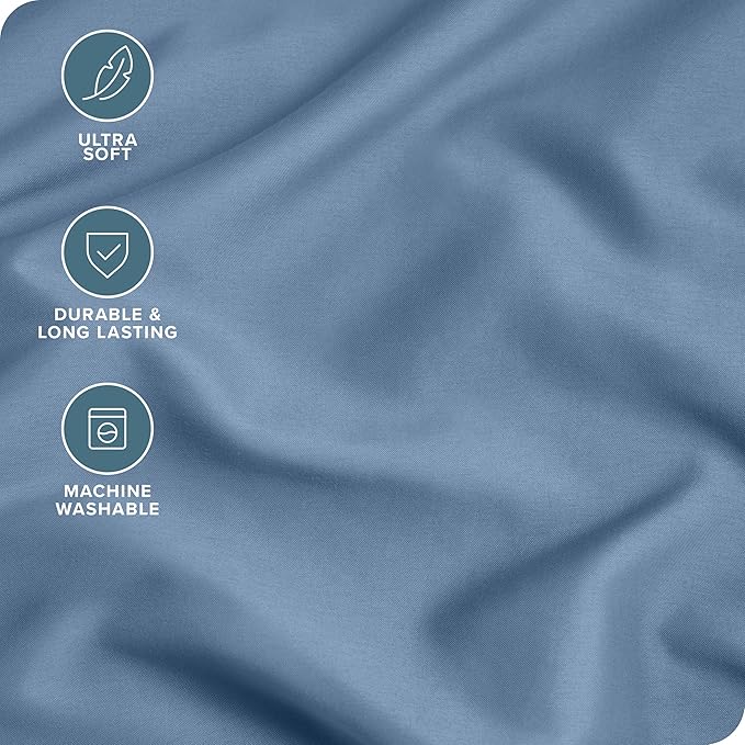 Bare Home Microfiber Pillow Cases - Standard/Queen Size Set of 2 - Cooling Pillowcases - Double Brushed - Coronet Blue Pillowcases 2 Pack - Easy Care (Standard Pillowcase Set of 2, Coronet Blue)