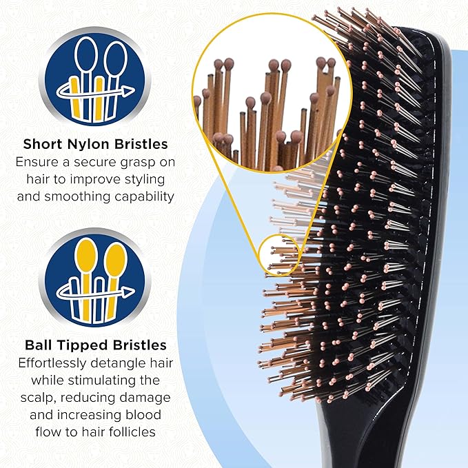 Giorgio Gentle Mini Hair Brush for Men - Dual Length Bristles for Fine and Thick Hair, Scalp Massager, Detangler, and Travel Brush