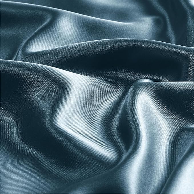 BEDELITE Satin Pillowcase with Zipper 2 Pack, Bluesteel Pillow Cases Standard Size, Super Soft and Cooling Similar to Silk Pillow Cases, Gift for Women Men(20x26 Inches)