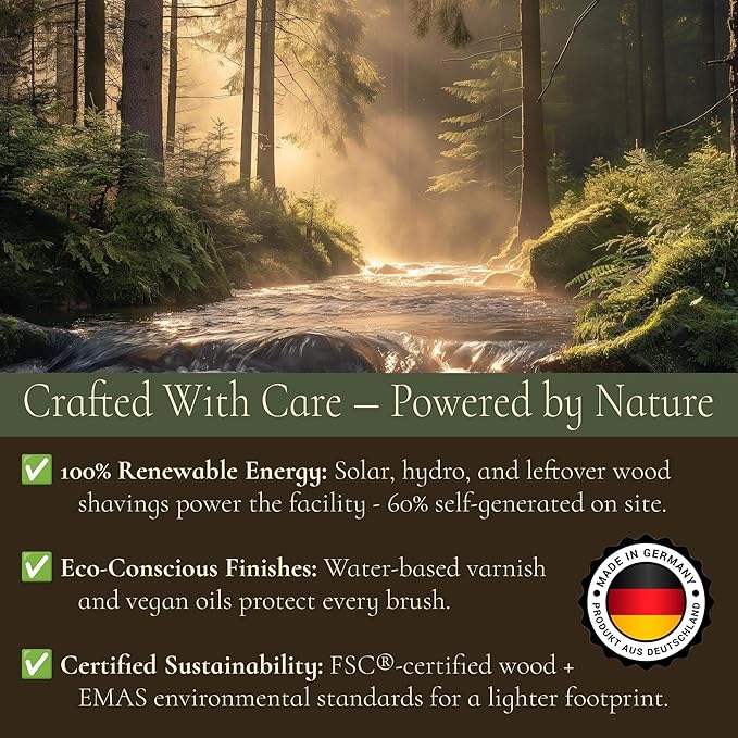 100% Pure Calcutta Boar Bristle Hairbrush for Natural Healthy Hair, Stiff Bristle, Made in Germany's Black Forest