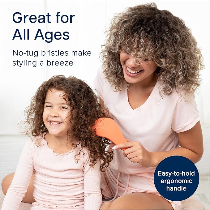 Crave Naturals Glide Thru Hair Brush - Detangler Brush for Curly, Straight, Wet or Dry Hair - Gentle Detangling Brusheses for Adults, Kids, Toddlers - Hair Accessories for Women, 7.5"x3" - Coral