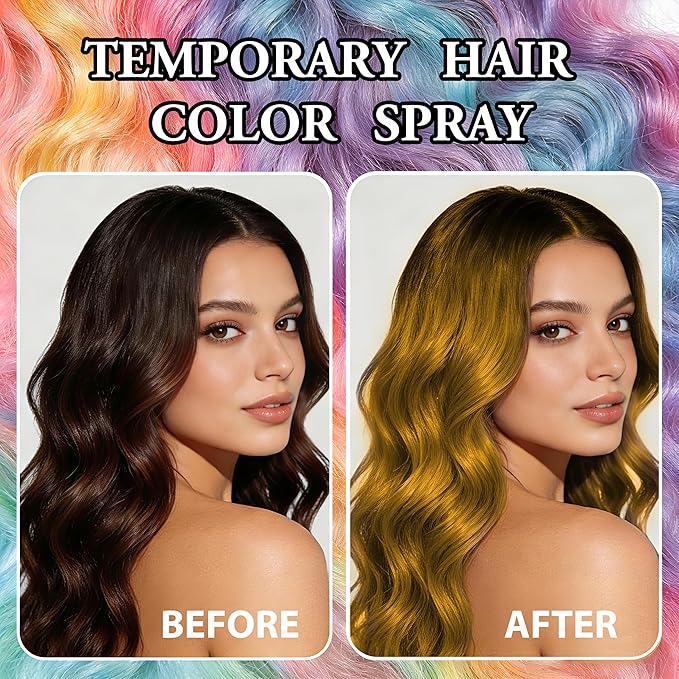 Temporary Hair Color Spray | 150ml Instant Golden Hair Spray for Adults & Kids | Washable & Non-Sticky, Gentle Formula, Gold | Halloween, Cosplay, Costume Party, Festivals