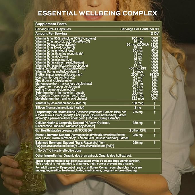 Healthy Hair Duo | Nourish Strands from Within + Revive Scalp Wellness | Hormone, Stress & Microbiome Support | Resveratrol, Adaptogens, B-Vitamins | 1 fl oz Serum + 120 Capsules