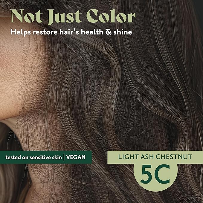 Herbatint Permanent Hair Dye For Women - 5C Light Ash Chestnut - For Up To 100% Gray Coverage of Resistant Gray Hair - Ammonia-Free, Alcohol-Free & Vegan - Salon Influenced Hair Color 5.75 fl oz
