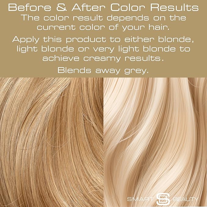 Creamy Blonde Hair Dye with added Plex Hair Care Conditioner, Permanent Hair Color with Natural Creamy Toner for Blond Hair, Vegan Hair Dye, Cruelty-Free - Smart Beauty Hair Color