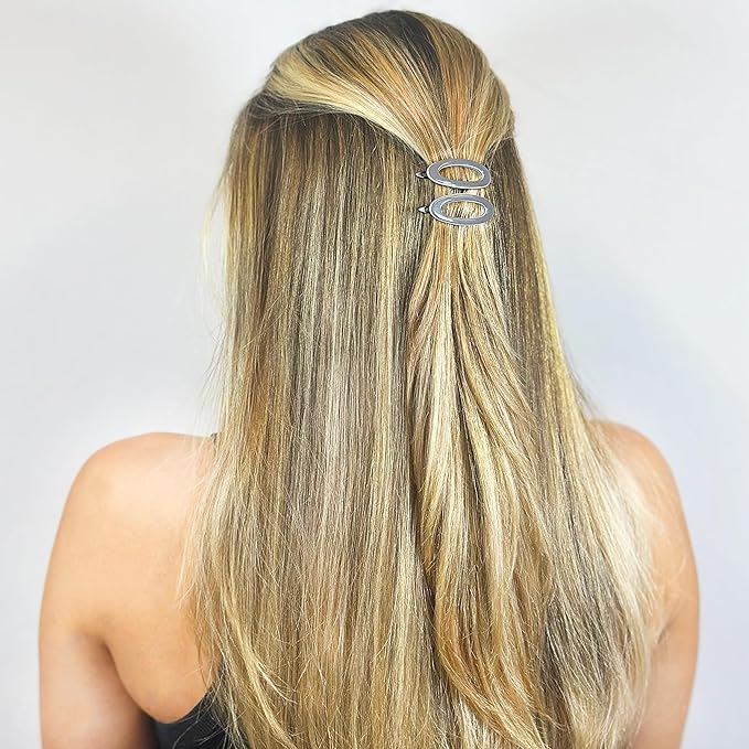 Camila Paris CP3368 French Hair Barrette Clip for Women, Handmade, Gray White, Side Slide-in Metal-Free Closure Strong Hold Grip Hair Clips for Girls, No Slip Durable Hair Accessories, Made in France