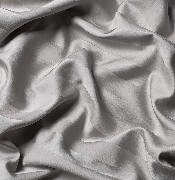 Queen Pillowcases by Pure Bamboo, Genuine 100% Organic Viscose Derived from Bamboo, Luxuriously Soft & Cooling, Double Stitching, Envelope Closure (2 Queen Pillowcases, Jacquard Silver)